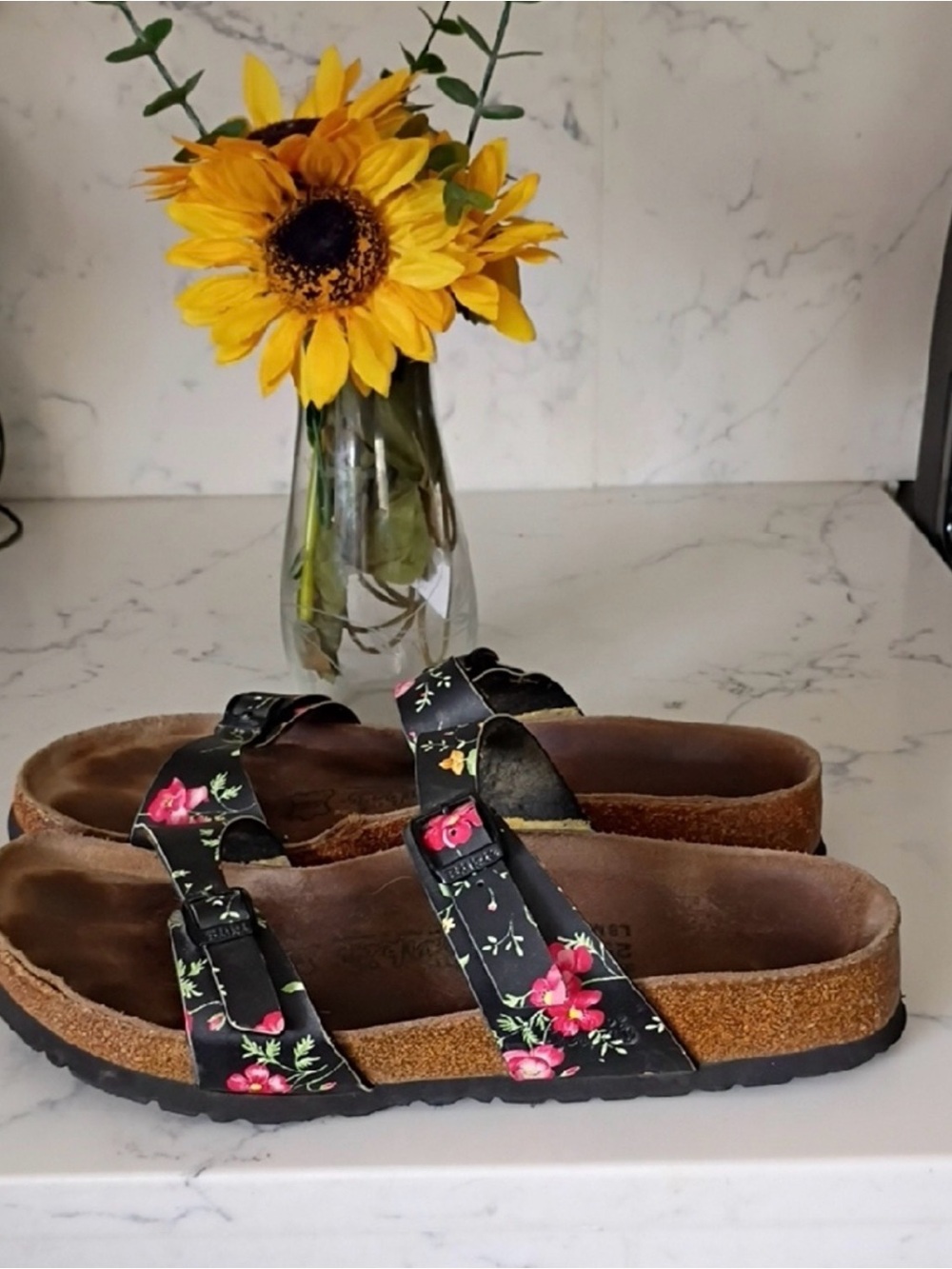 Birkenstock Black Floral Double-Strap Sandals - Picture 3 of 8